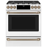 Café 30" 5.7 Cu. Ft. True Convection 6-Burner Slide-In Gas Range (CC2S900P4MW2) - Matte White