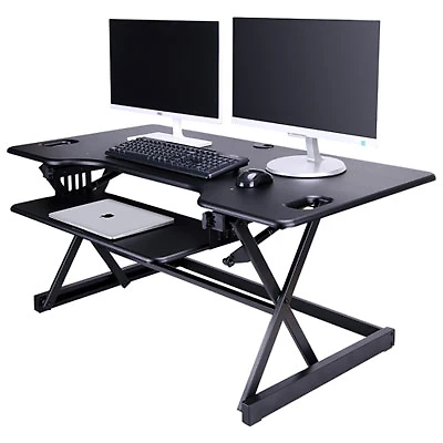 Rocelco DADR- Standing Desk Riser with Keyboard Tray