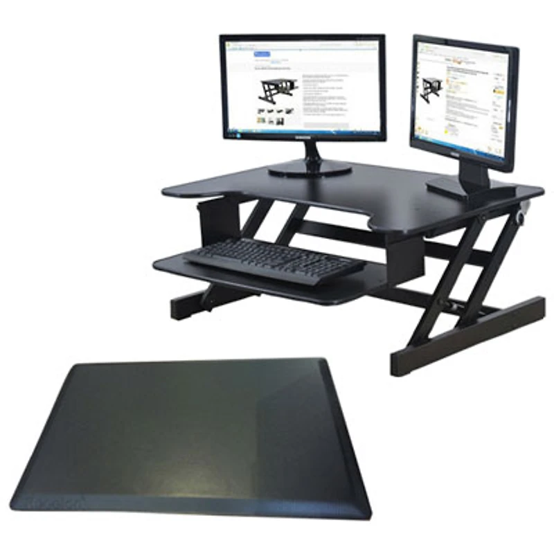 Rocelco ADR Standing Desk Riser & Anti-Fatigue Mat - Black