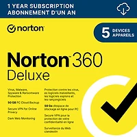 Norton 360 Deluxe (PC/Mac) - 5 Devices - 50GB Cloud Backup
