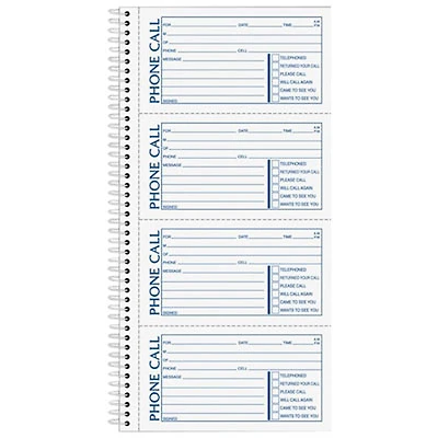 Adams Spiral Bound Phone Message Book - 400 Sheets