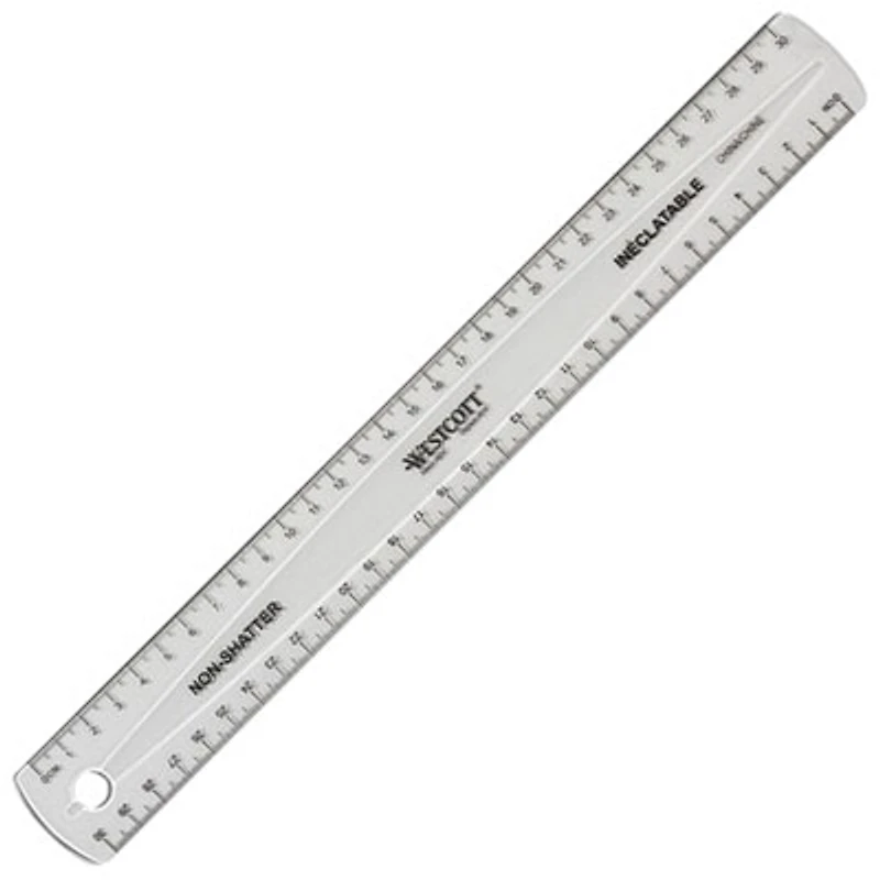Westcott 11.8" (300 mm) Transparent Nonshatter Ruler - Clear