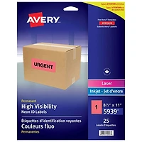 Avery High-Visibility Neon Shipping Labels (05939) - 25 Pack