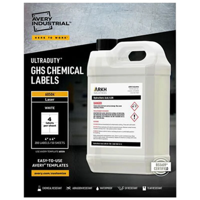 Avery UltraDuty GHS Chemical Labels (60504) - 200 Pack