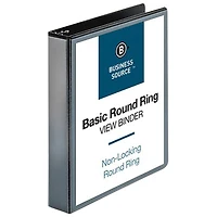 Business Source 8 1/2" x 11" Round-Ring View Binder - 2 Internal Pockets - Sheet Capacity