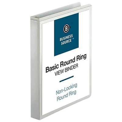 Business Source 8 1/2" x 11" Round-Ring View Binder - 2 Internal Pockets - Sheet Capacity