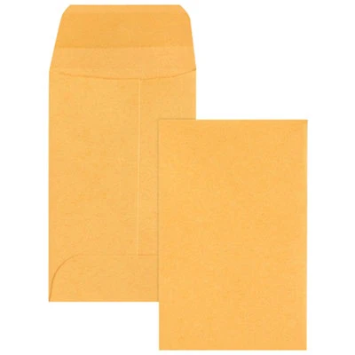 Business Source 2 1/4" x 3 1/2" Small Coin Kraft Envelopes - 500 / Box - Brown Kraft