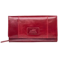 Mancini Casablanca RFID Genuine Leather Tri-fold Clutch Wallet - Red