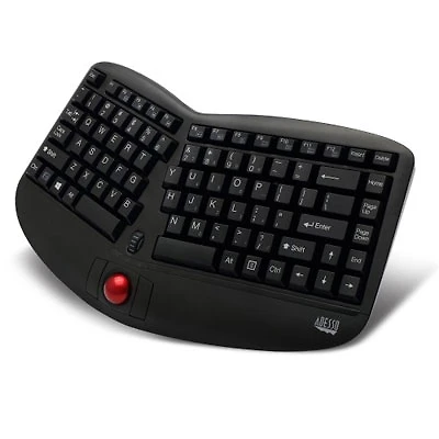 Open Box - Adesso Tru-Form Media 3150 Wireless Ergonomic Keyboard with Trackball - (WKB-3150UB)