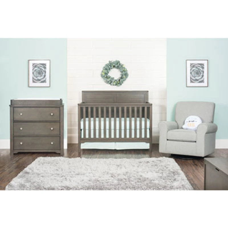 Child Craft Forever Eclectic Flat Top Solid Wood 4-in-1 Convertible Crib - Dapper Grey