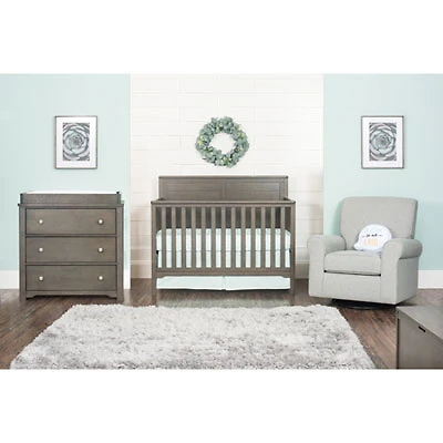 Child Craft Forever Eclectic Flat Top Solid Wood 4-in-1 Convertible Crib - Dapper Grey