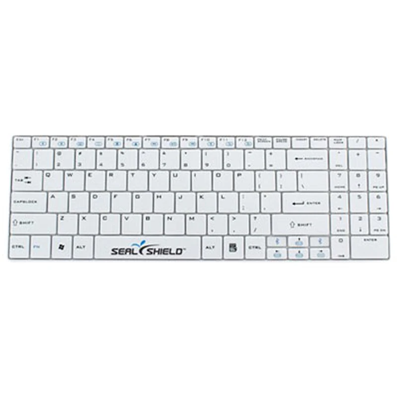 Seal Shield CleanWipe Bluetooth Full Size Waterproof Keyboard with Keyboard Cover - White - English