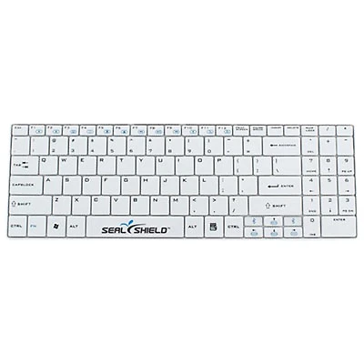 Seal Shield CleanWipe Bluetooth Full Size Waterproof Keyboard with Keyboard Cover - White - English