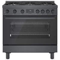 Bosch 36" 3.5 Cu. Ft. Double Oven 6-Burner Freestanding Gas Range (HGS8645UC) - Black Stainless