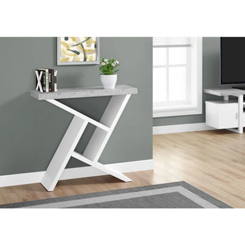 Monarch Modern Rectangular Console Table with Angular Base - White