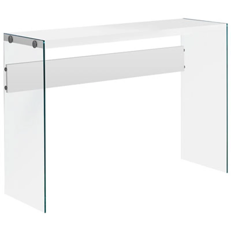 Monarch Modern Rectangular Glass Side Console Table - White