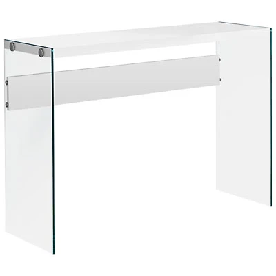 Monarch Modern Rectangular Glass Side Console Table - White