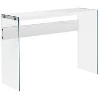 Monarch Modern Rectangular Glass Side Console Table - White