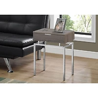 Monarch Modern Rectangular End Table with Drawer - Dark Taupe/Chrome