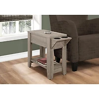 Monarch Modern Rectangular Side Accent Table with Cup Holders - Taupe