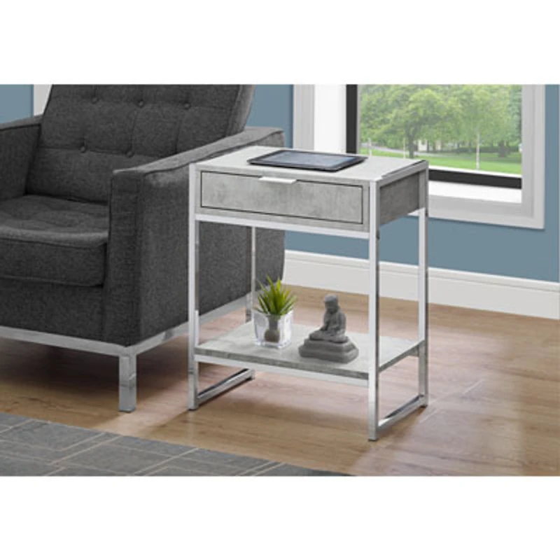 Monarch Modern Rectangular End Table With Drawer and Shelf