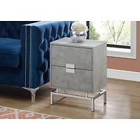Monarch Modern Rectangular End Table With Drawers - Grey/Chrome