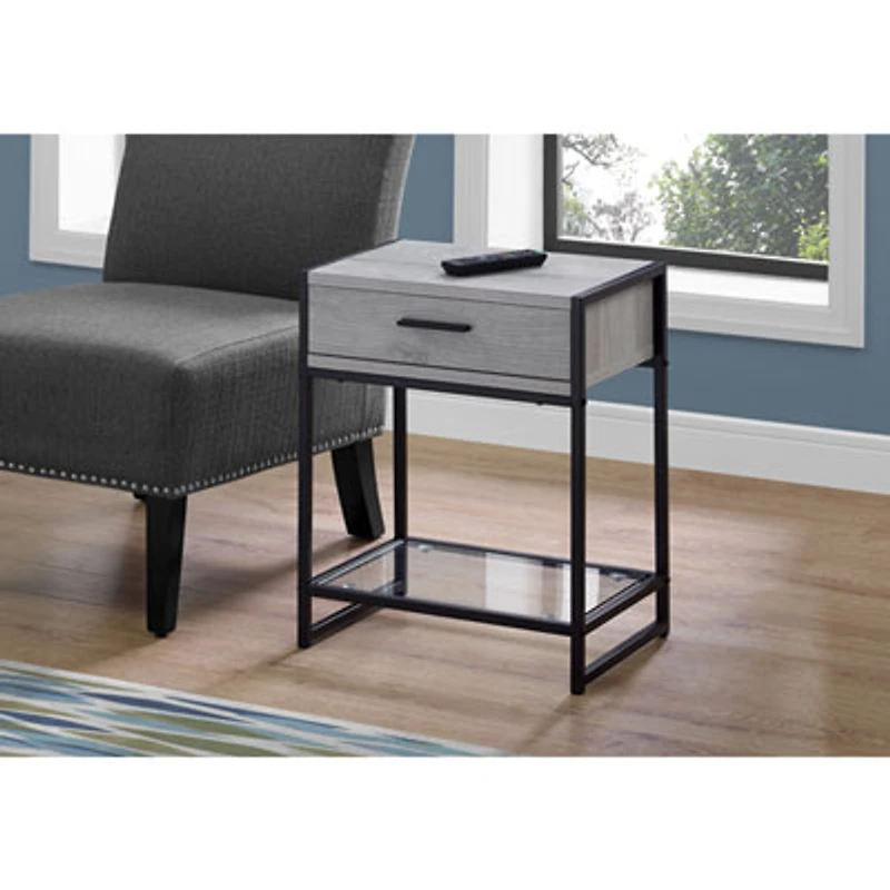 Monarch Modern Rectangular End Table With Drawer and Shelf