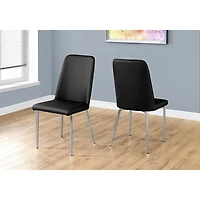 Retro Contemporary Faux Leather Dining Chair - Set of 2 - Black