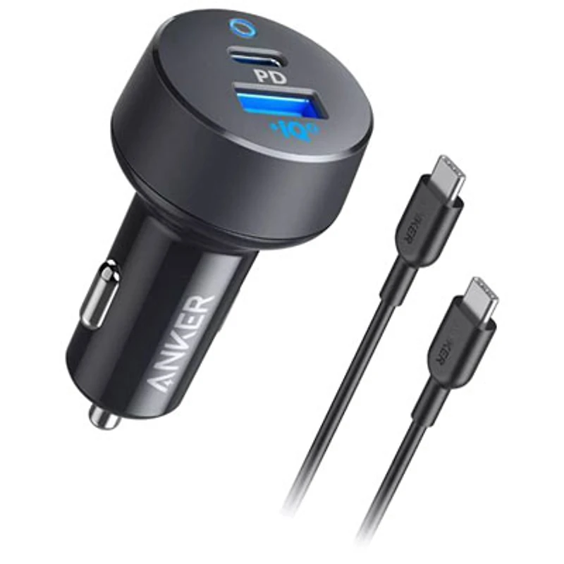 Anker PowerDrive 15W 2-Port USB-C/USB-A Car Charger with PowerLine II USB-C/USB-C Cable