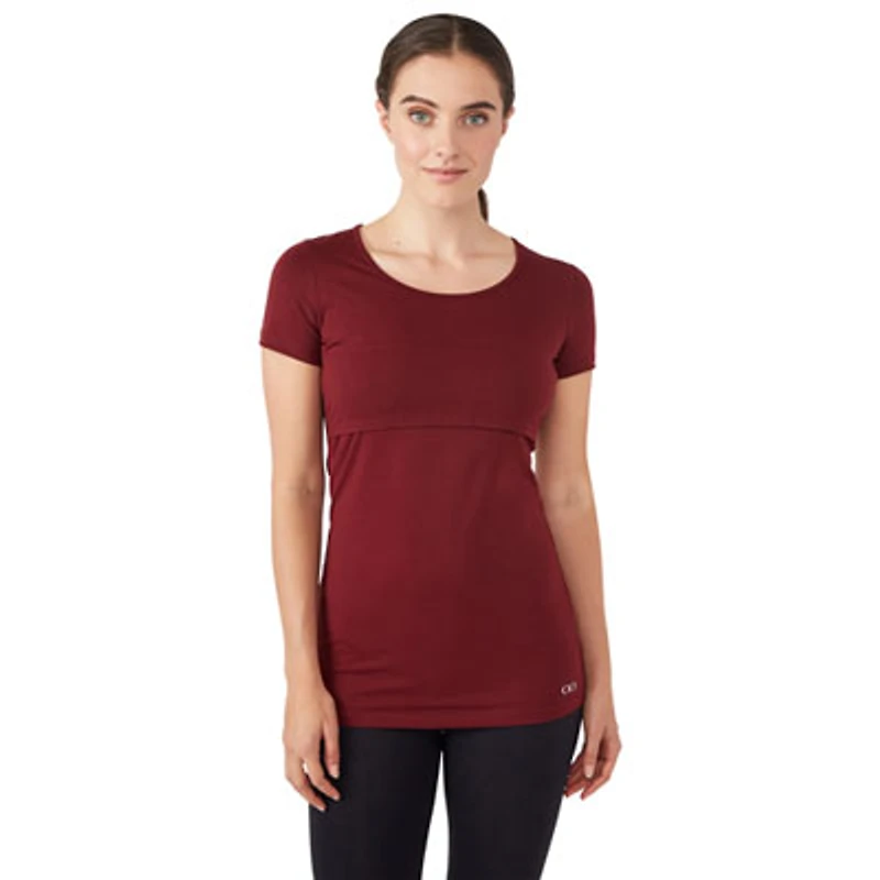 Modern Eternity Nia Short Sleeve Nursing & Maternity Top - Medium - Burgundy