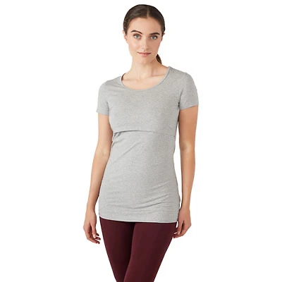 Modern Eternity Nia Short Sleeve Nursing & Maternity Top - Medium - Steel Grey Melange