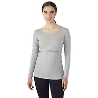 Modern Eternity Charlotte long Sleeve Nursing and Maternity Top - Medium - Steel Grey Melange