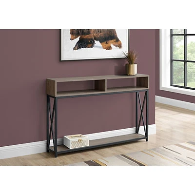 Monarch Contemporary Rectangular Console Table with 3 Shelves