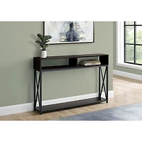 Monarch Contemporary Rectangular Console Table With 3 Shelves - Espresso/Black