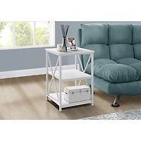 Monarch Contemporary Square End Table with Shelves - White