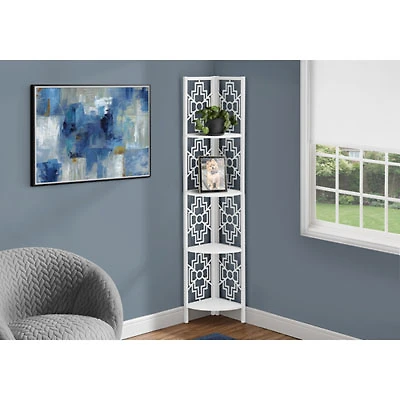Monarch 62" 4-Shelf Metal Corner Bookcase - White