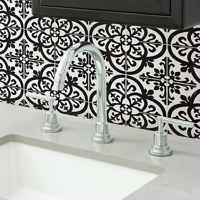 InHome Avignon Peel & Stick Backsplash Tiles - Black/White
