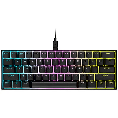 Corsair K65 Mini Backlit Mechanical Cherry MX Speed RGB Silver Gaming Keyboard - Black