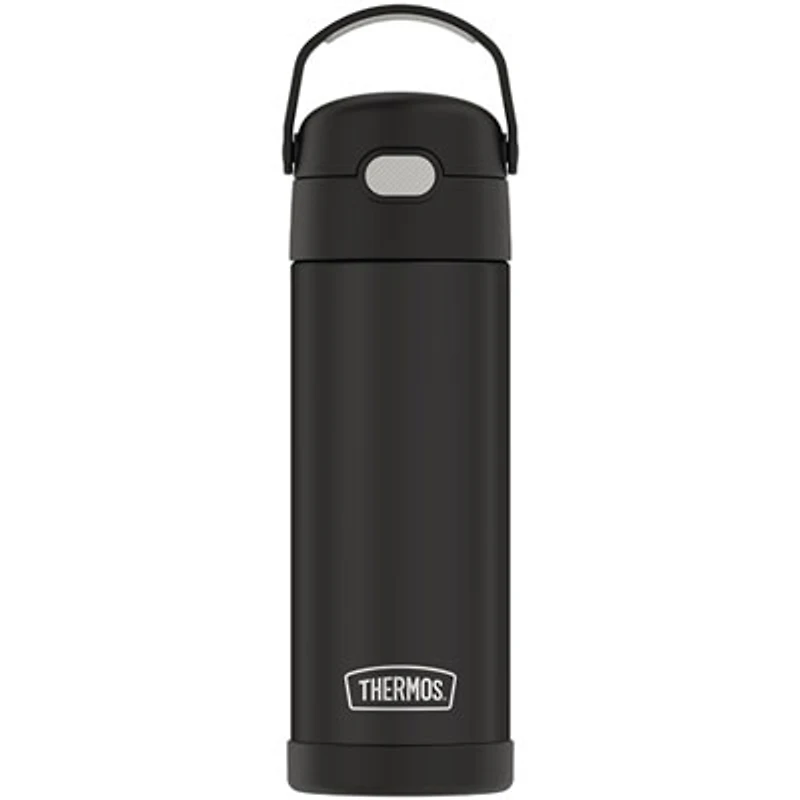 Thermos FUNtainer 350ml (12 oz.) Stainless Steel Water Bottle with Pop-up Straw - Black