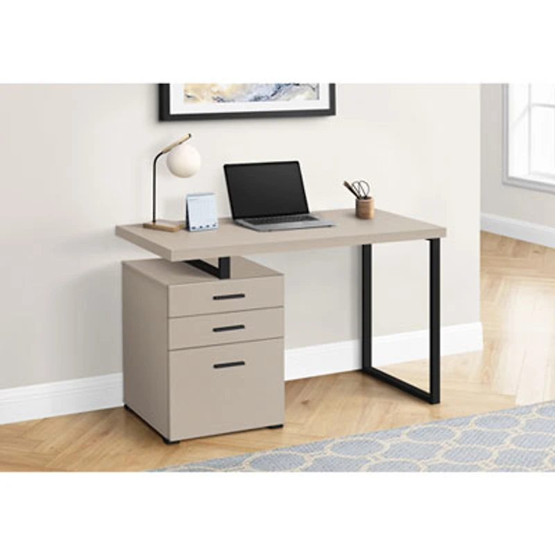 Monarch Floating 47.25"W Computer Desk with 3 Drawers - Taupe/Black