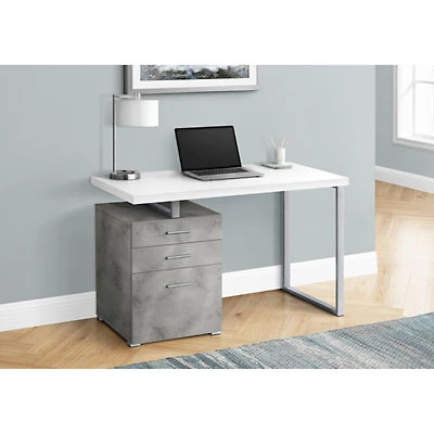 Monarch Floating 47.25"W Computer Desk with 3 Drawers - White/Grey/Silver
