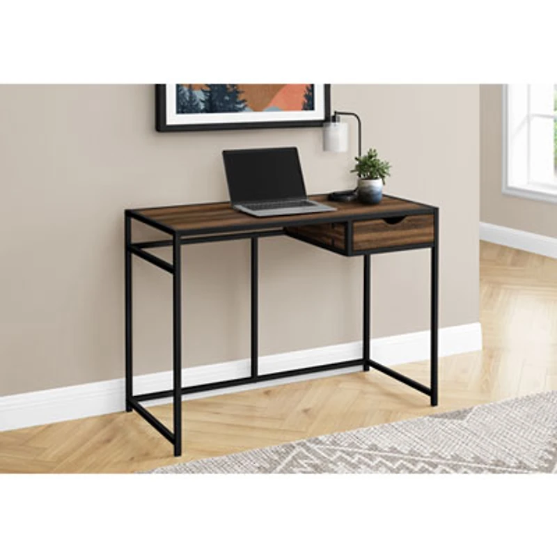 Monarch Metal-Frame 42.25"W Computer Desk with Drawer - Brown/Black