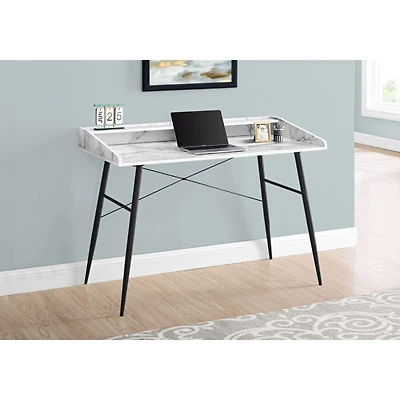 Monarch Tapered-Leg 47.25"W Computer Desk with Hutch - White Marble/Black