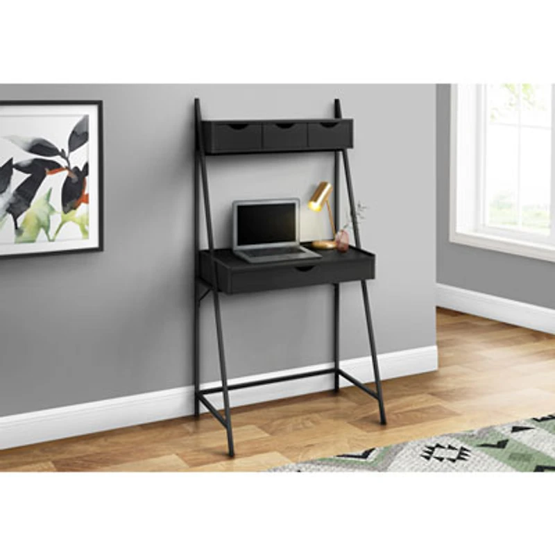 Monarch Ladder 31.5"W Computer Desk with 4 Drawers - Black