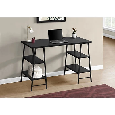 Monarch 47.25"W Computer Desk with 4 Shelves - Black