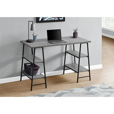 Monarch 47.25"W Computer Desk with 4 Shelves - Grey/Black