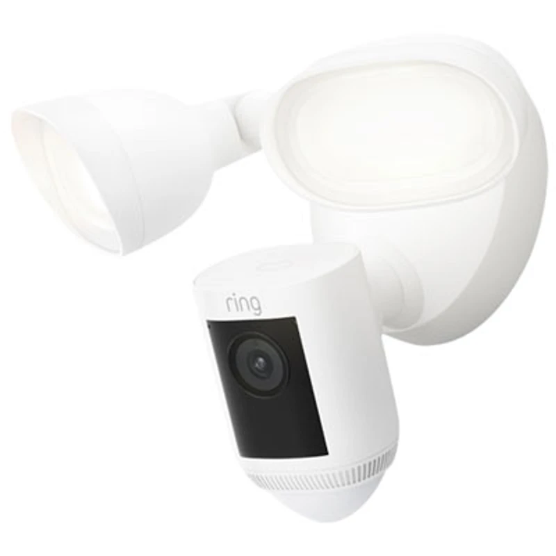 Ring Floodlight Cam Pro Wired Wi-Fi 2K Camera with Ring Vision, 2 LED Lights & 3D Motion Detection - White