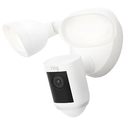 Ring Floodlight Cam Pro Wired Wi-Fi 2K Camera with Ring Vision, 2 LED Lights & 3D Motion Detection - White