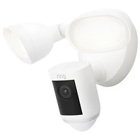 Ring Floodlight Cam Pro Wired Wi-Fi 2K Camera with Ring Vision, 2 LED Lights & 3D Motion Detection - White