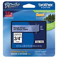 Brother P-Touch 18mm Black on Clear Laminated Tape (TZE141)